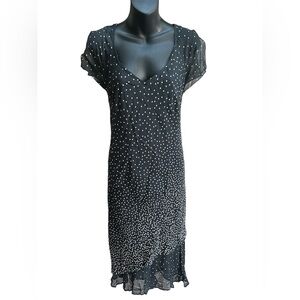 Vintage Y2K Steilmann V Neck Polkadot Layered Slip On Midi Dress size L/XL